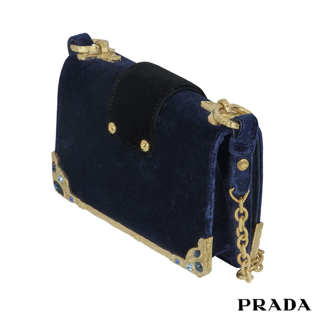 Prada - Authenticated Cahier Handbag - Velvet Multicolour Plain for Women, Very Good Condition